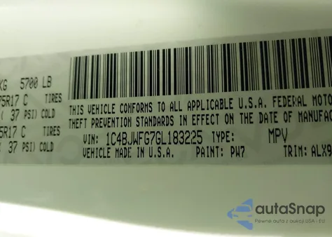 2016 Jeep Wrangler Unlimited Rubicon z USA, uszkodzony, nr VIN 1C4BJWFG7GL183225